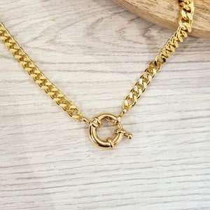 Collar Chapa de Oro Eslabon con Timon