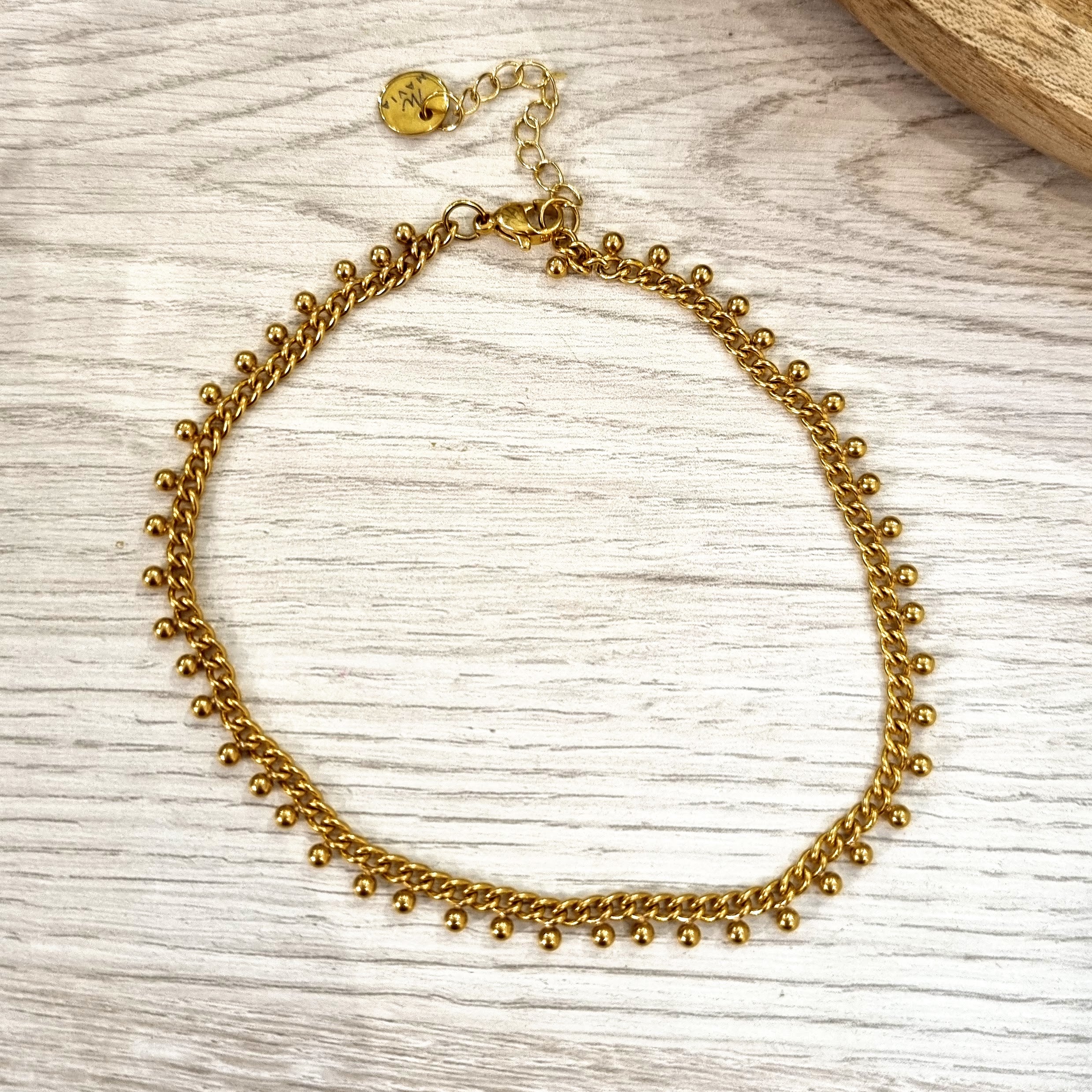 Tobillera Acero Inoxidable Bolitas