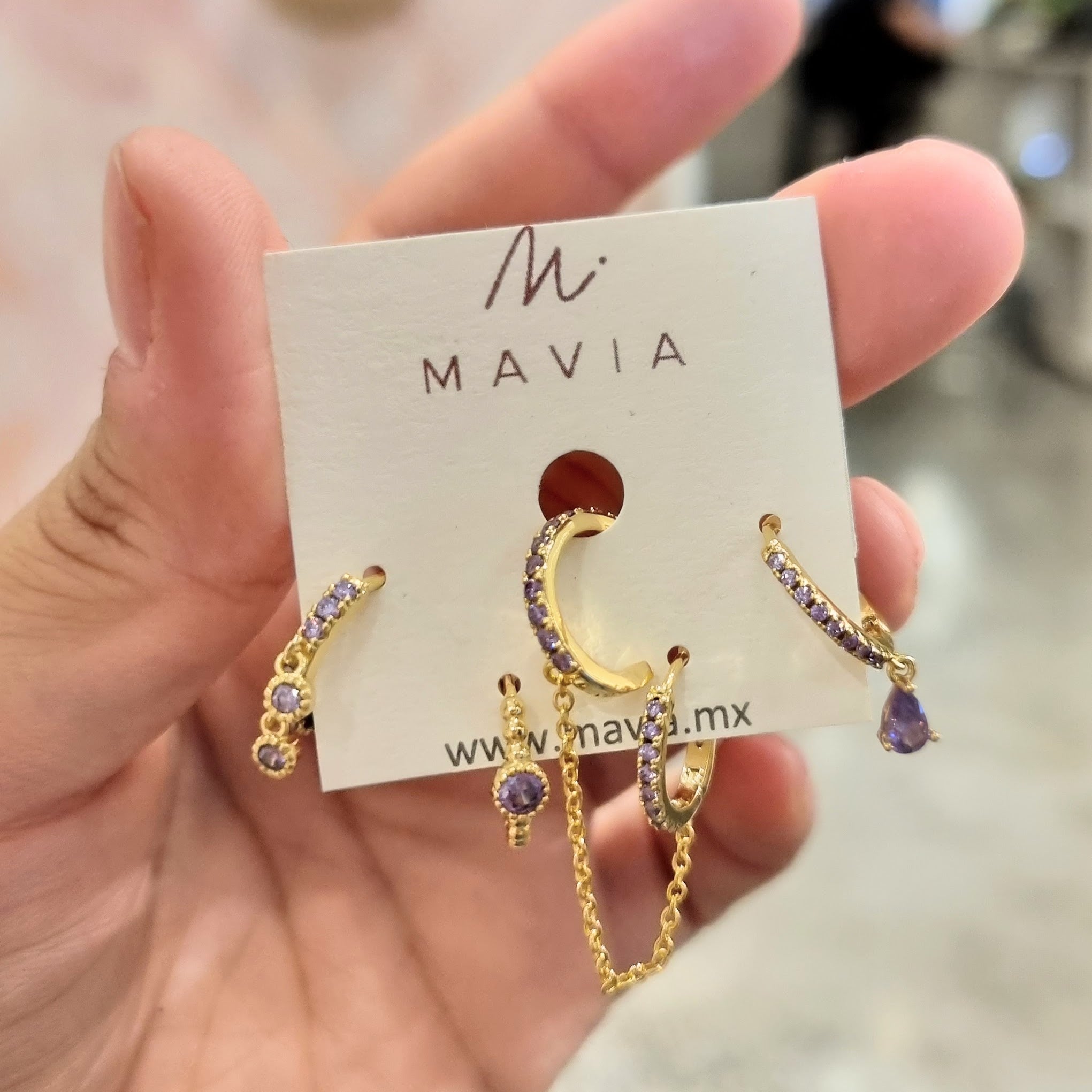 Set de Piercings Plata 925 con Chapa de Oro Morado