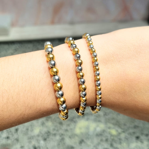 Pulsera Acero Inoxidable Bolitas Bicolor