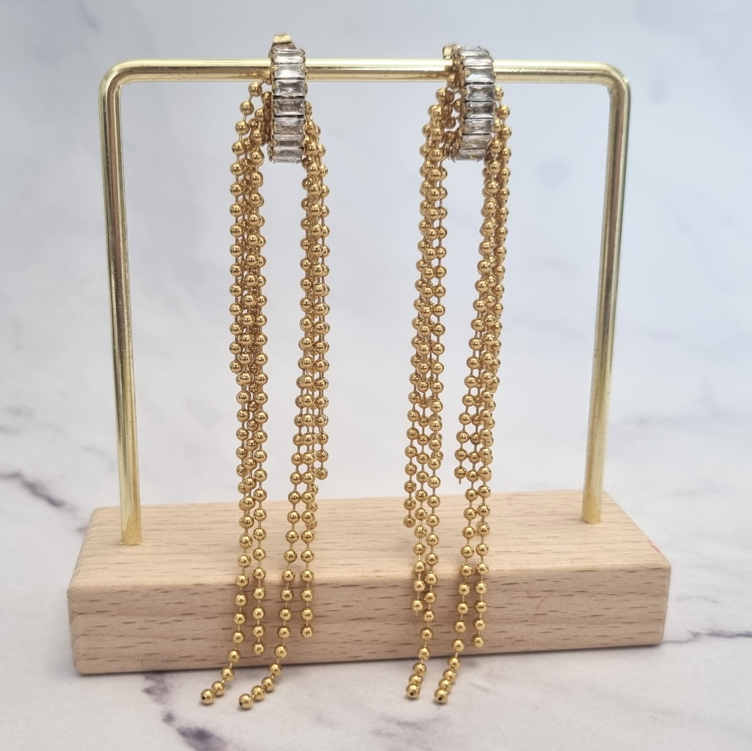 Aretes Acero Inoxidable Bolitas con Cristal