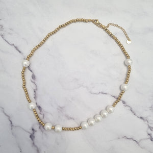 Collar Acero Inoxidable Perlas y Bolitas