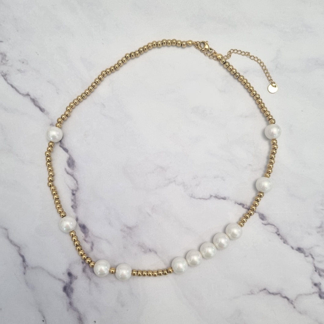 Collar Acero Inoxidable Perlas y Bolitas