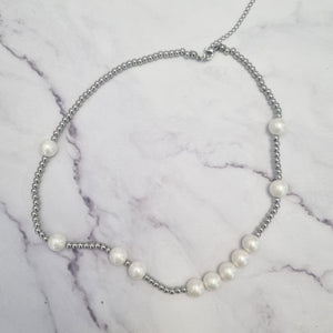Collar Acero Inoxidable Perlas y Bolitas