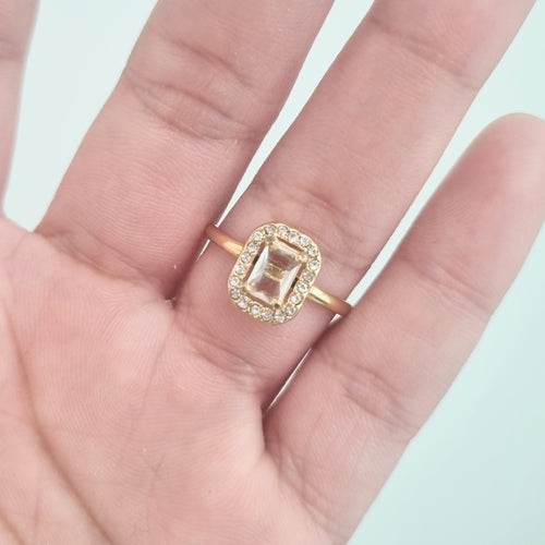 Anillo Acero Inoxidable Baguette Transparente