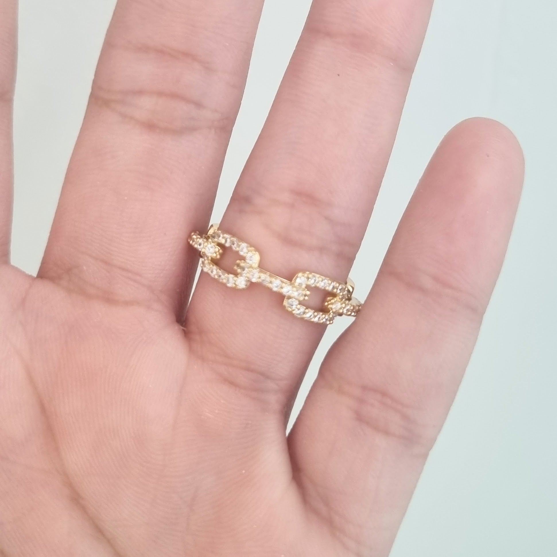 Anillo Acero Inoxidable Eslabon con Zirc