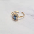 Anillo Acero Inoxidable Baguette Azul