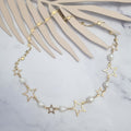 Collar Acero Inoxidable con Estrellas y Perlas