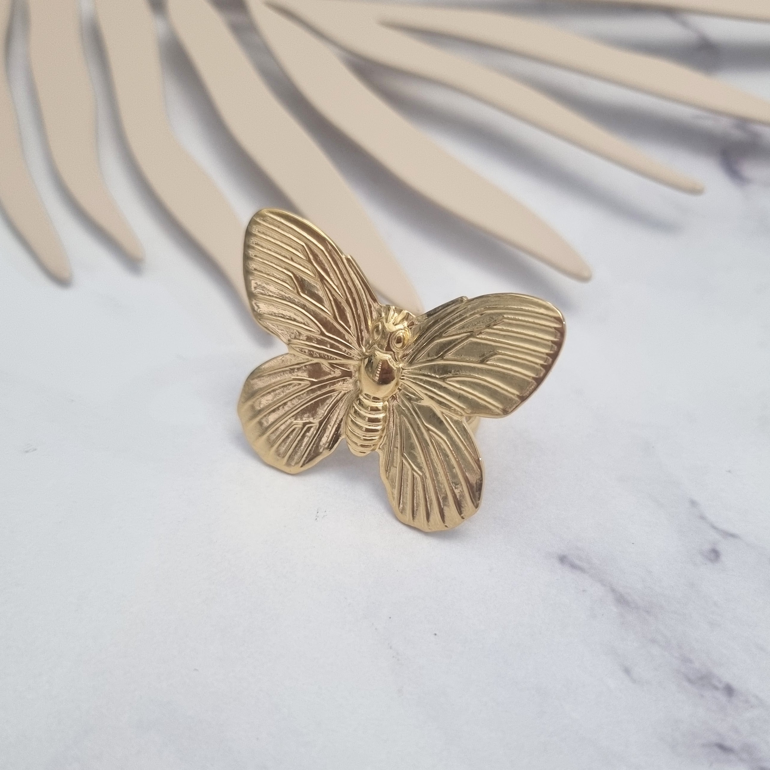 Anillo Acero Inoxidable Mariposa