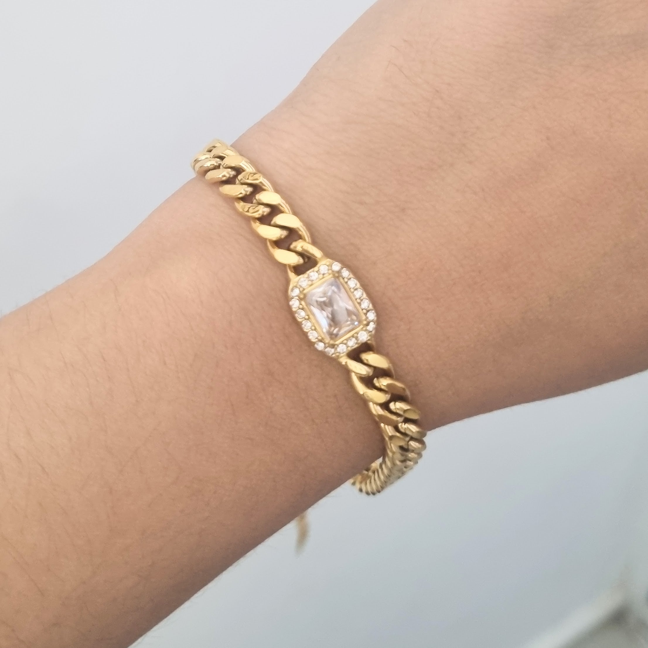 Pulsera Acero Inoxidable Cuadro Transparente