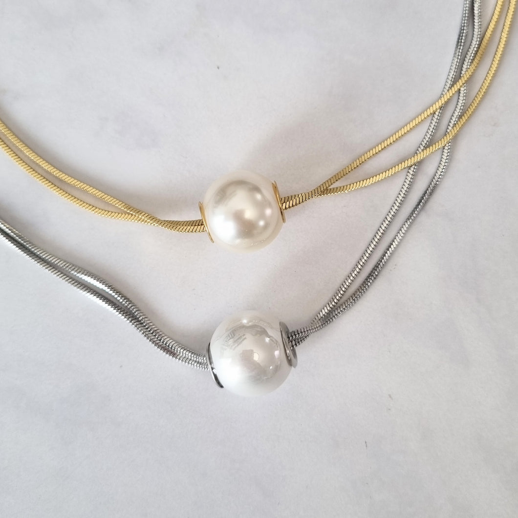Collar Acero Inoxidable Maxi Perla