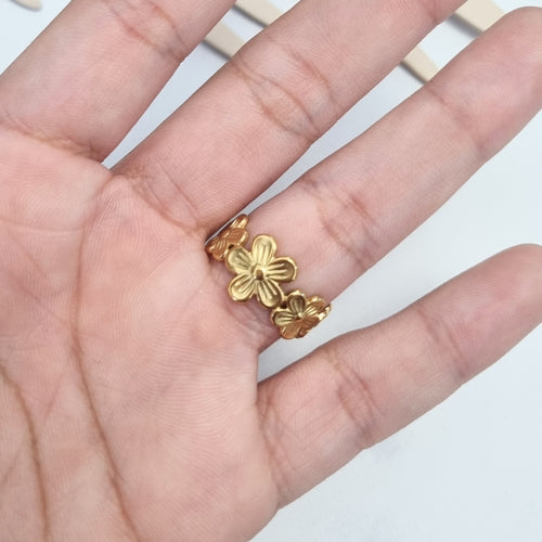 Anillo Acero Inoxidable Flores