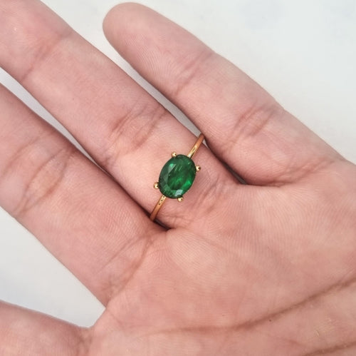 Anillo Acero Inoxidable Ovalo Verde