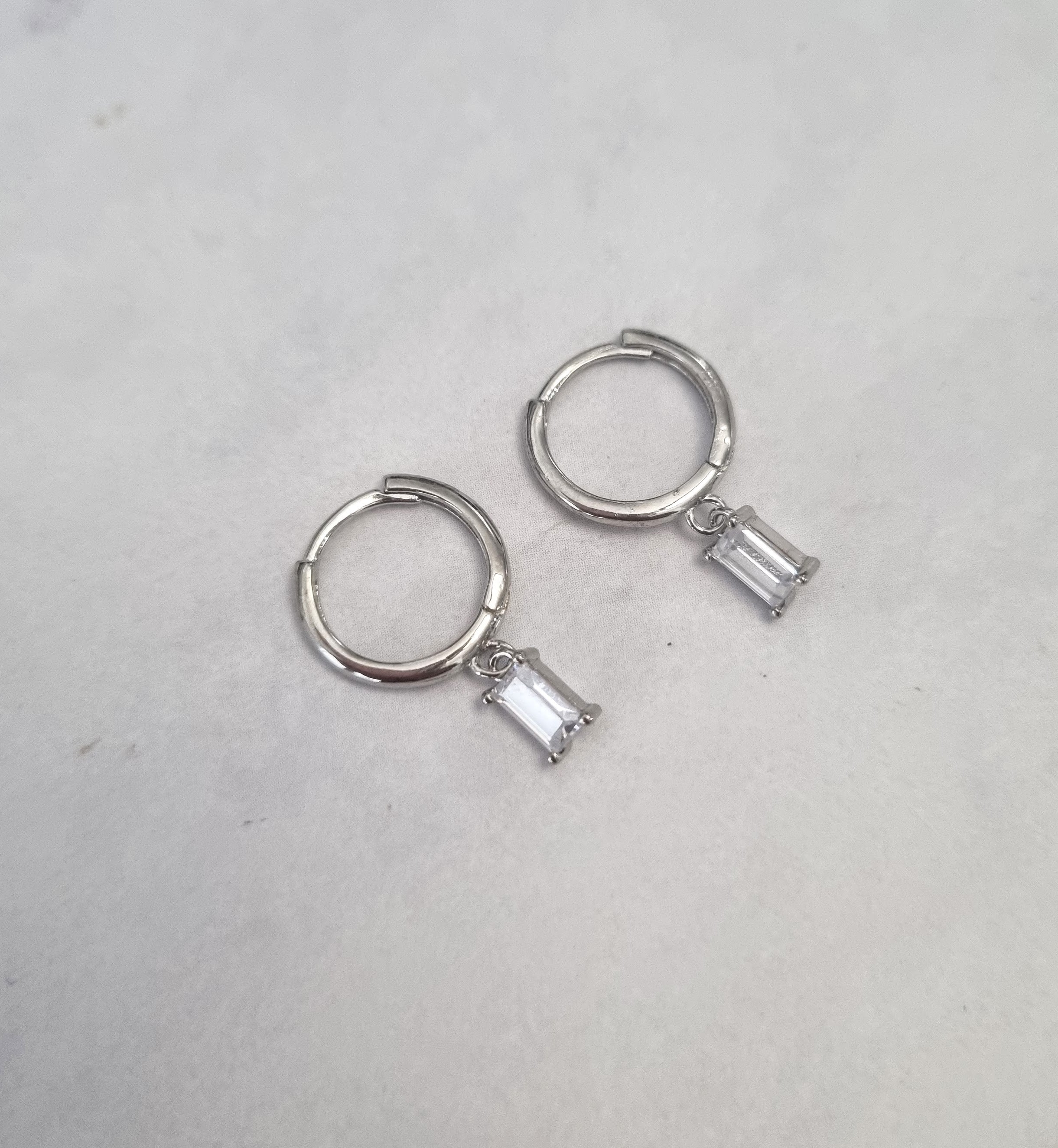 Huggies Plata 925 Rectangulo Transparente