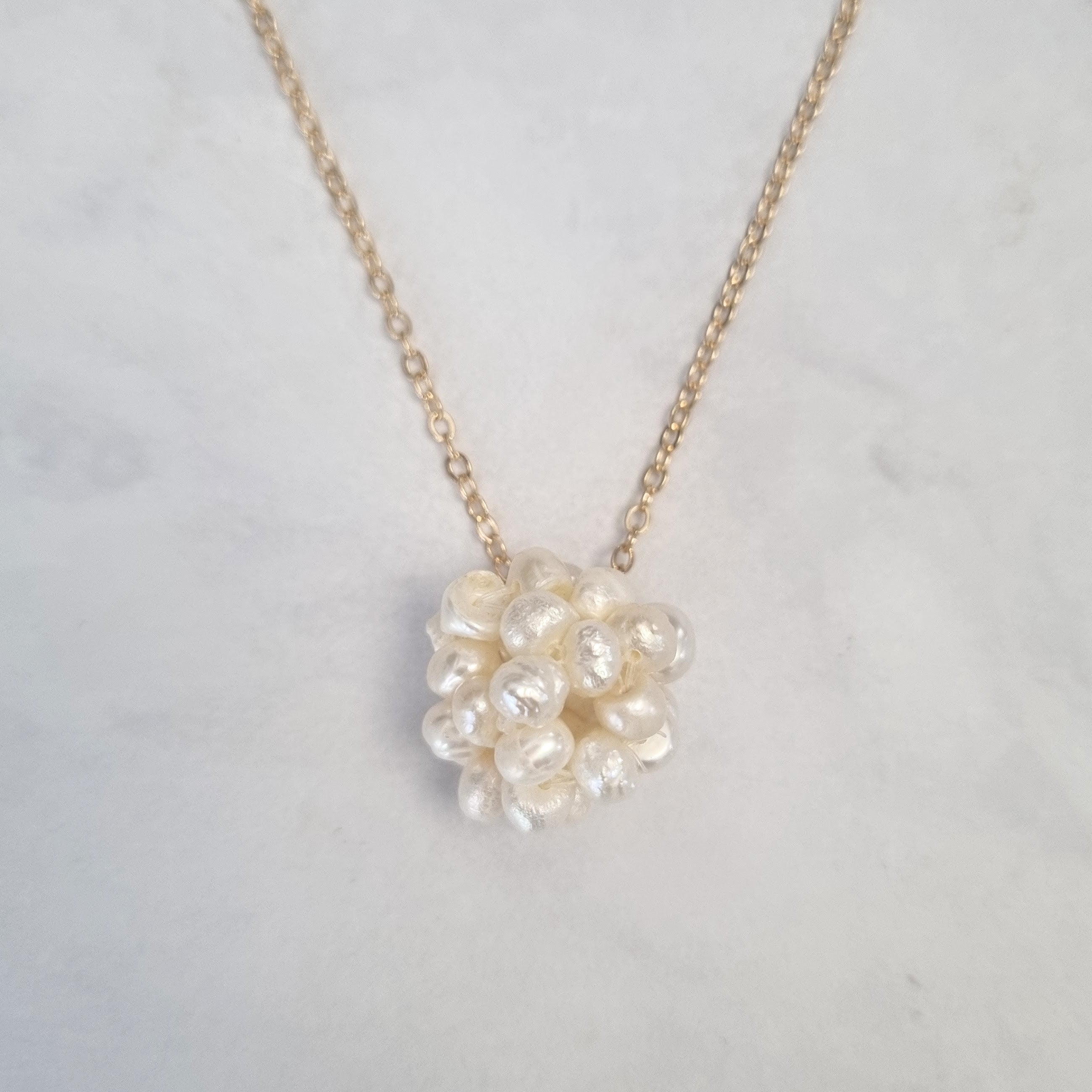 Collar Acero Inoxidable Bola Perlas Mini