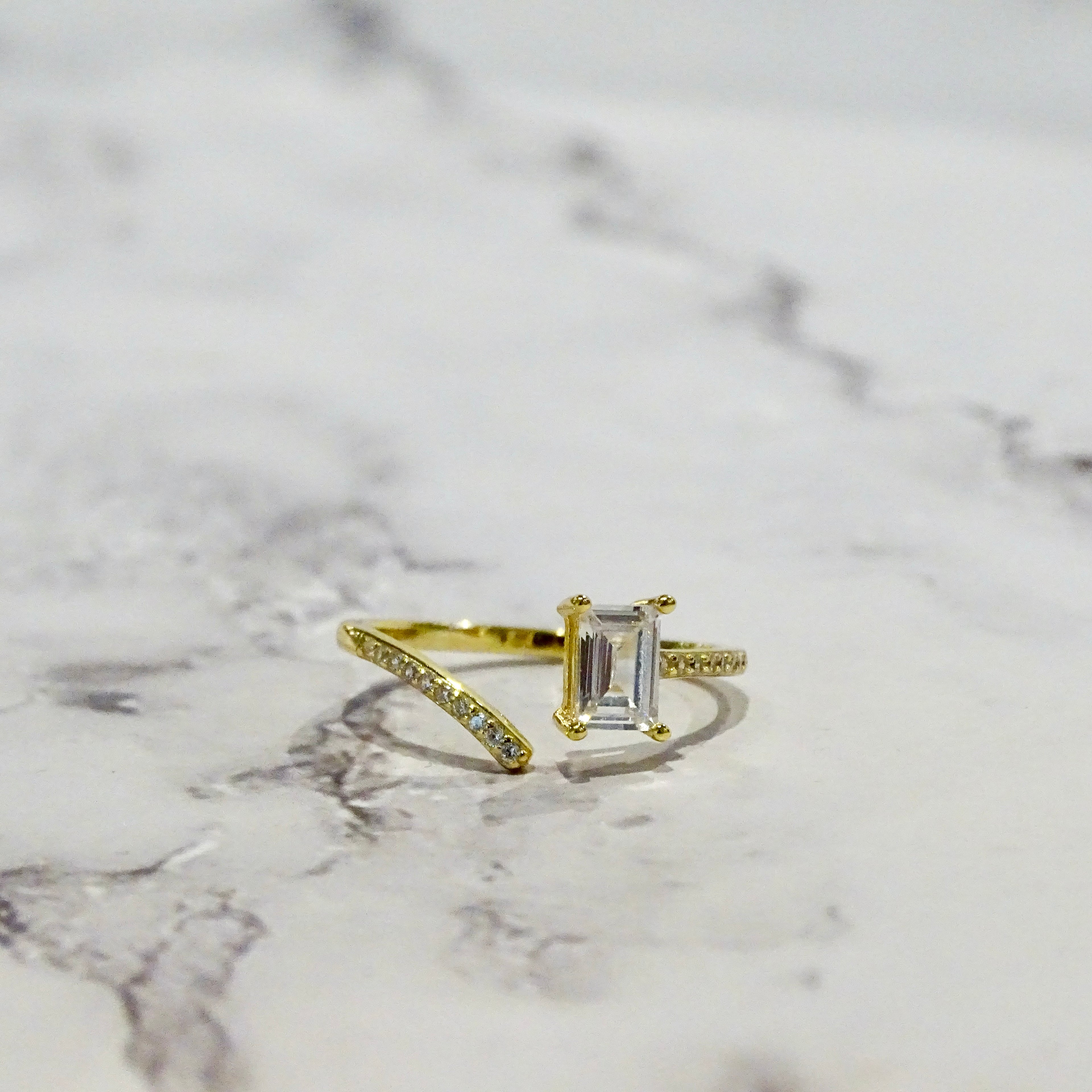 Anillo Plata .925 Baguette Cruzado