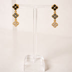 Aretes Acero Inoxidable 3 Trebols Con Zirconia