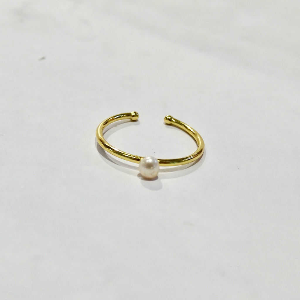 Anillo Acero Inoxidable Skinny con Perla