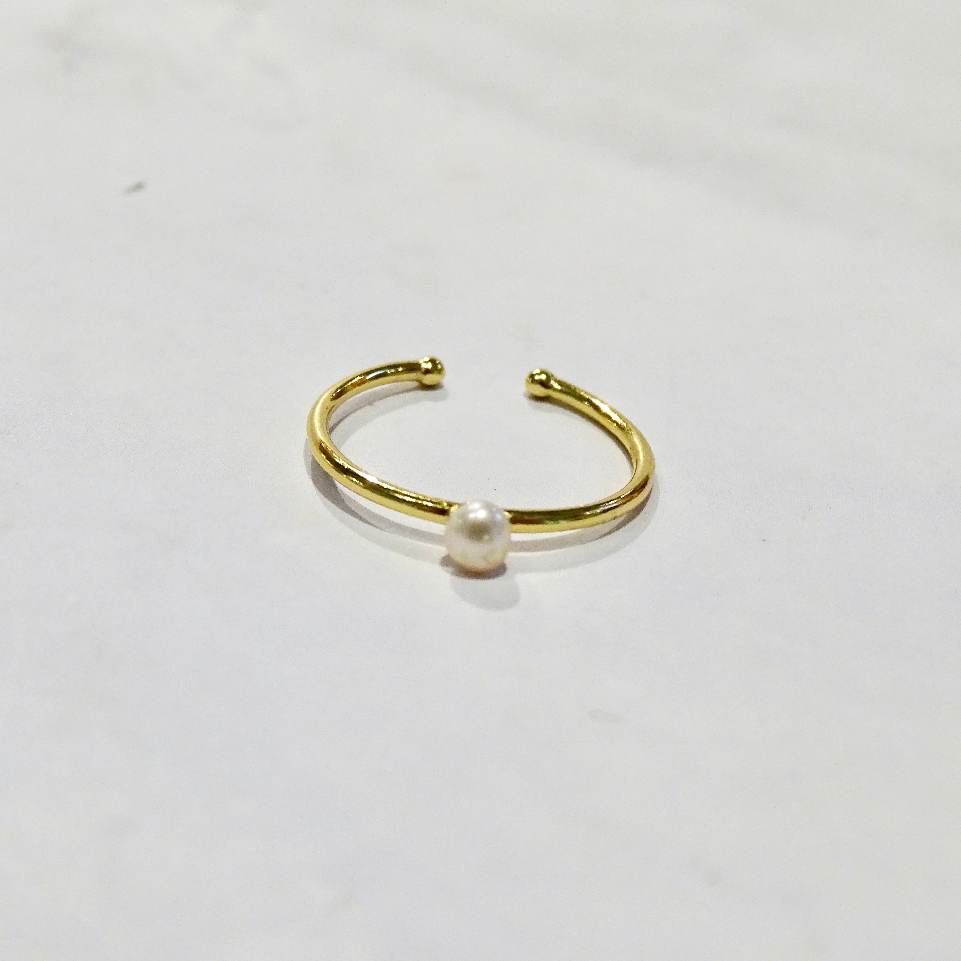 Anillo Acero Inoxidable Skinny con Perla