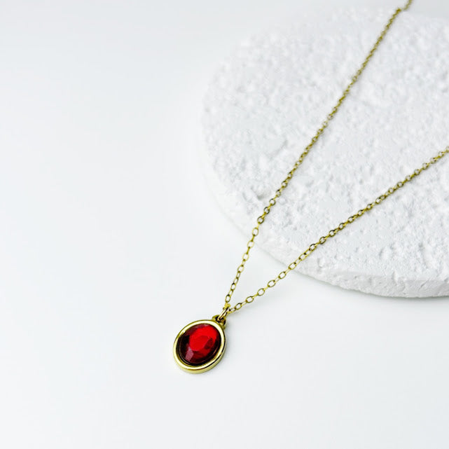 Collar Acero Inoxidable Ovalo Cristal