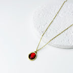 Collar Acero Inoxidable Ovalo Cristal