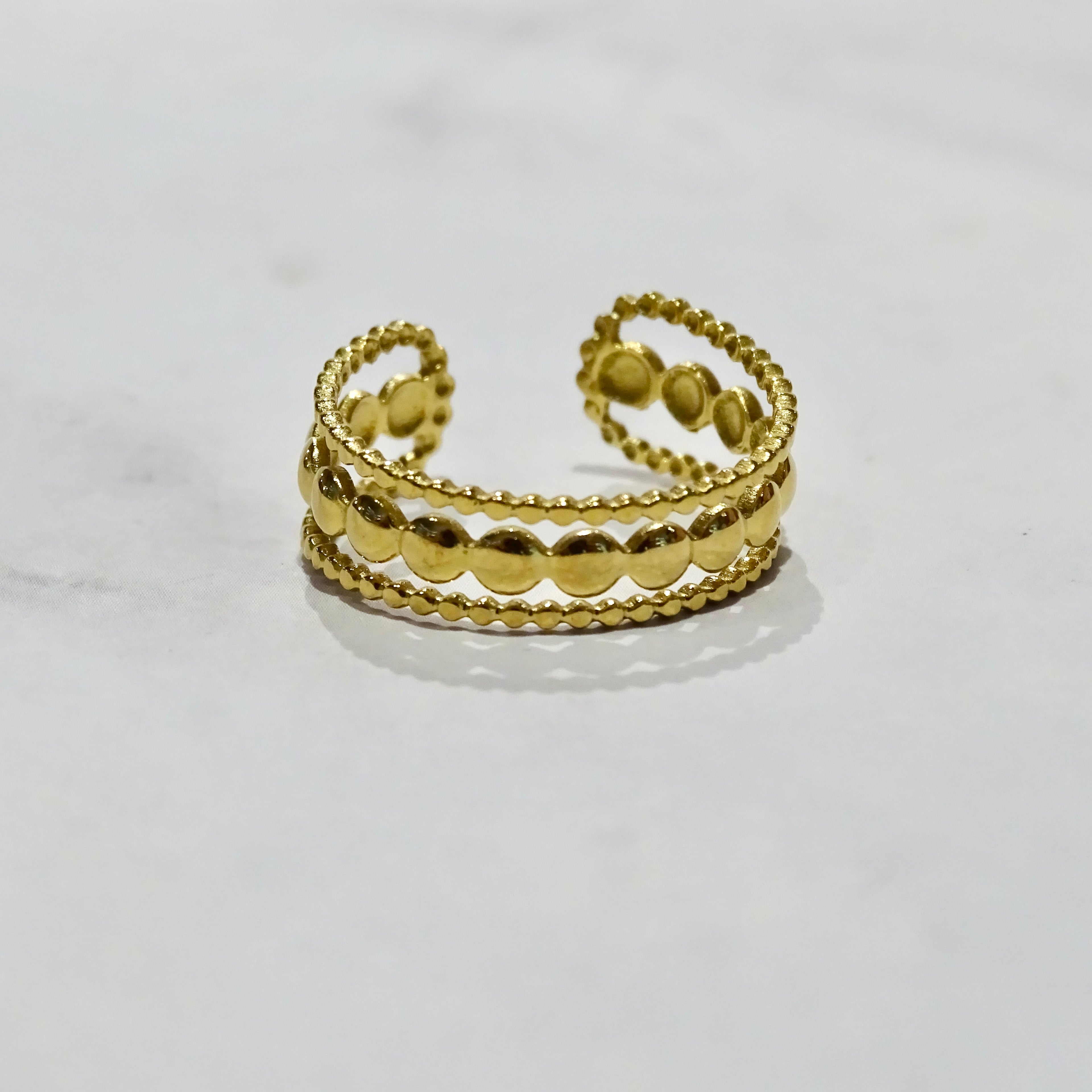 Anillo Acero Inoxidable Triple Tira de Círculos