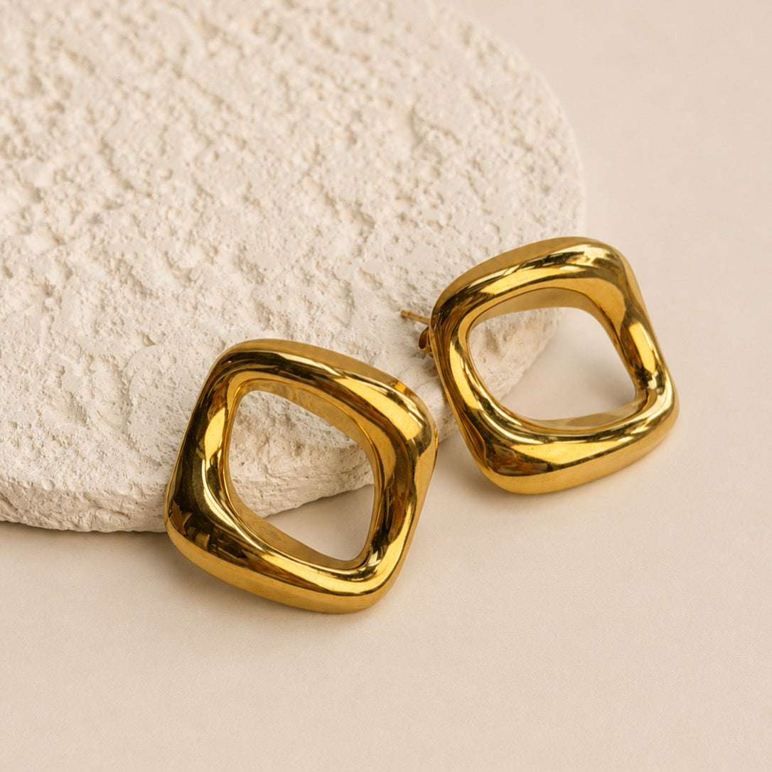 Aretes Acero Inoxidable Cuadro Hueco