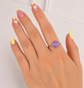 Anillo Plata 925 con Chapa de Oro Solitario Morado