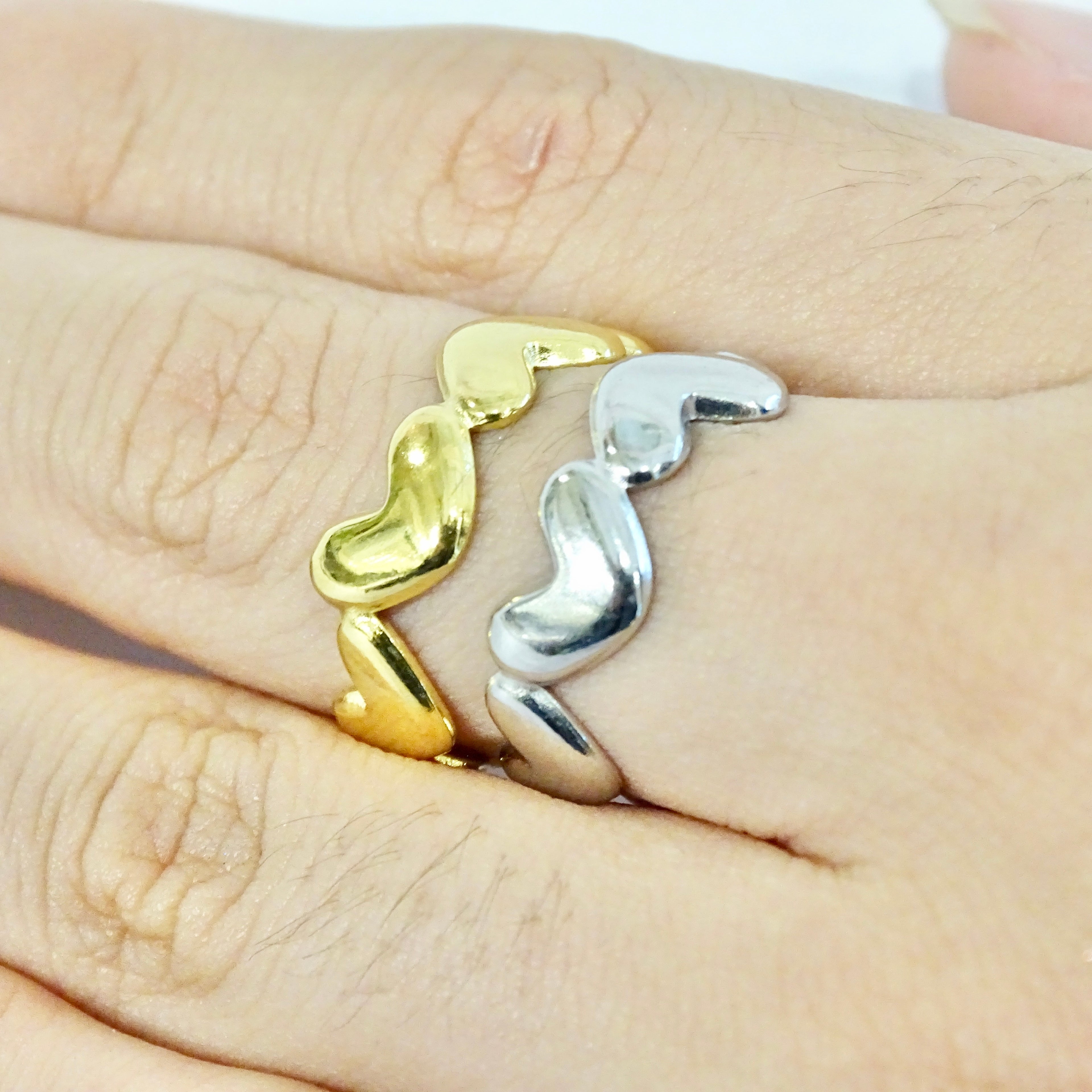 Anillo Acero Inoxidable Corazones