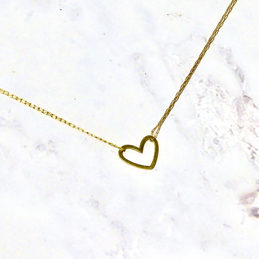 Collar Acero Inoxidable Corazón Doble Cadena