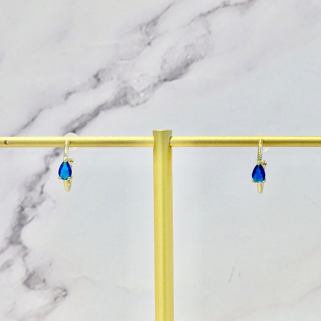 Aretes Plata .925 con Chapa de Oro Gota Azu