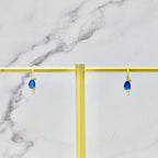 Aretes Plata .925 con Chapa de Oro Gota Azu