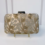 Bolsa Dorada Ramas Con Perlas