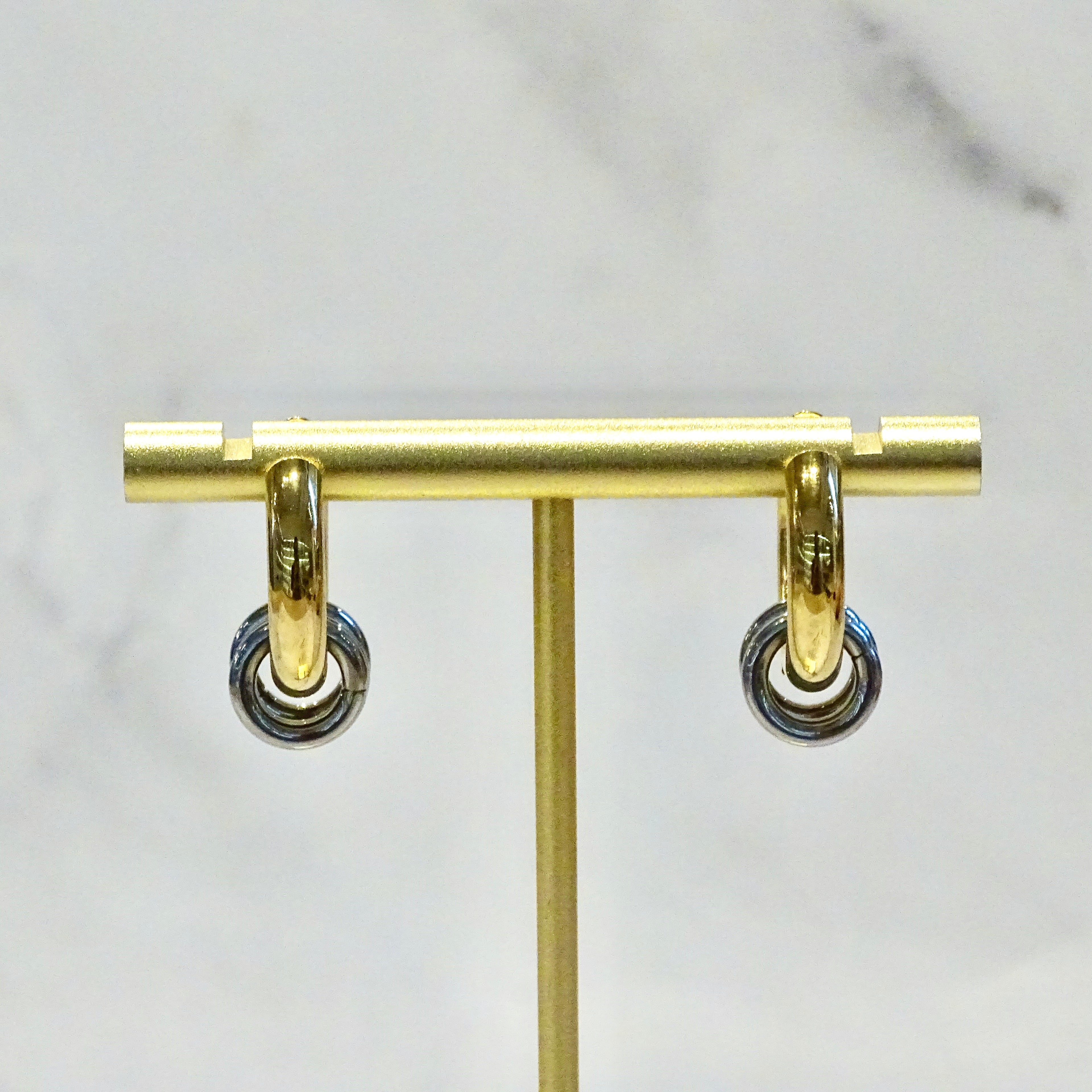 Arracadas Acero Inoxidable Bicolor Hoop