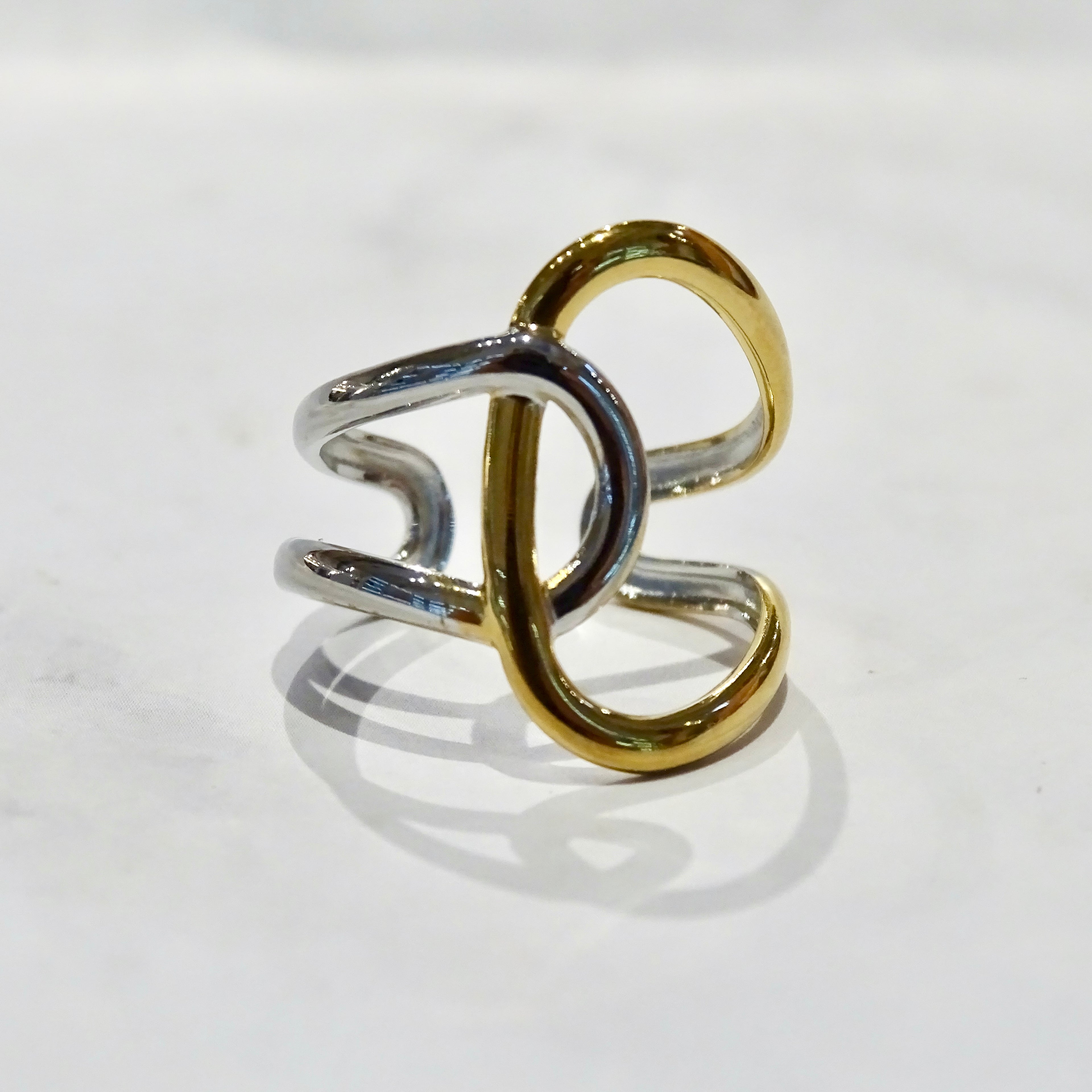 Anillo Acero Inoxidable Cinturón Bicolor