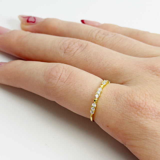 Anillo Plata 925 4 Mini Corazones y Cristales