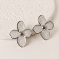 Aretes Acero Inoxidable Flor blanca 4 petalos