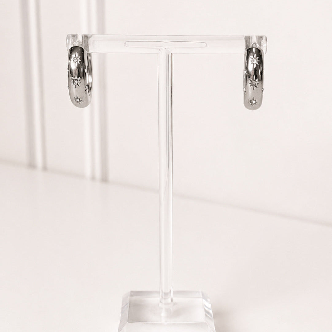 Aretes Acero Inoxidable Chunky con mini cristales