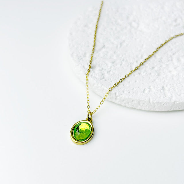 Collar Acero Inoxidable Ovalo Cristal