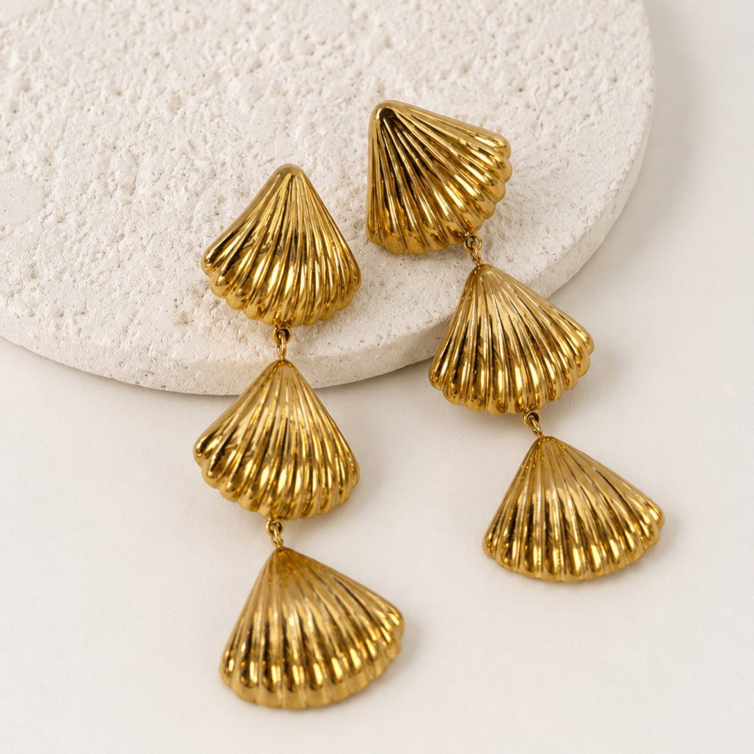 Aretes Acero Inoxidable 3 Conchas