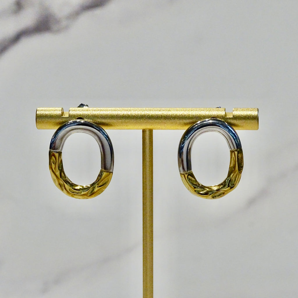 Aretes Acero Inoxidable Aro Bicolor