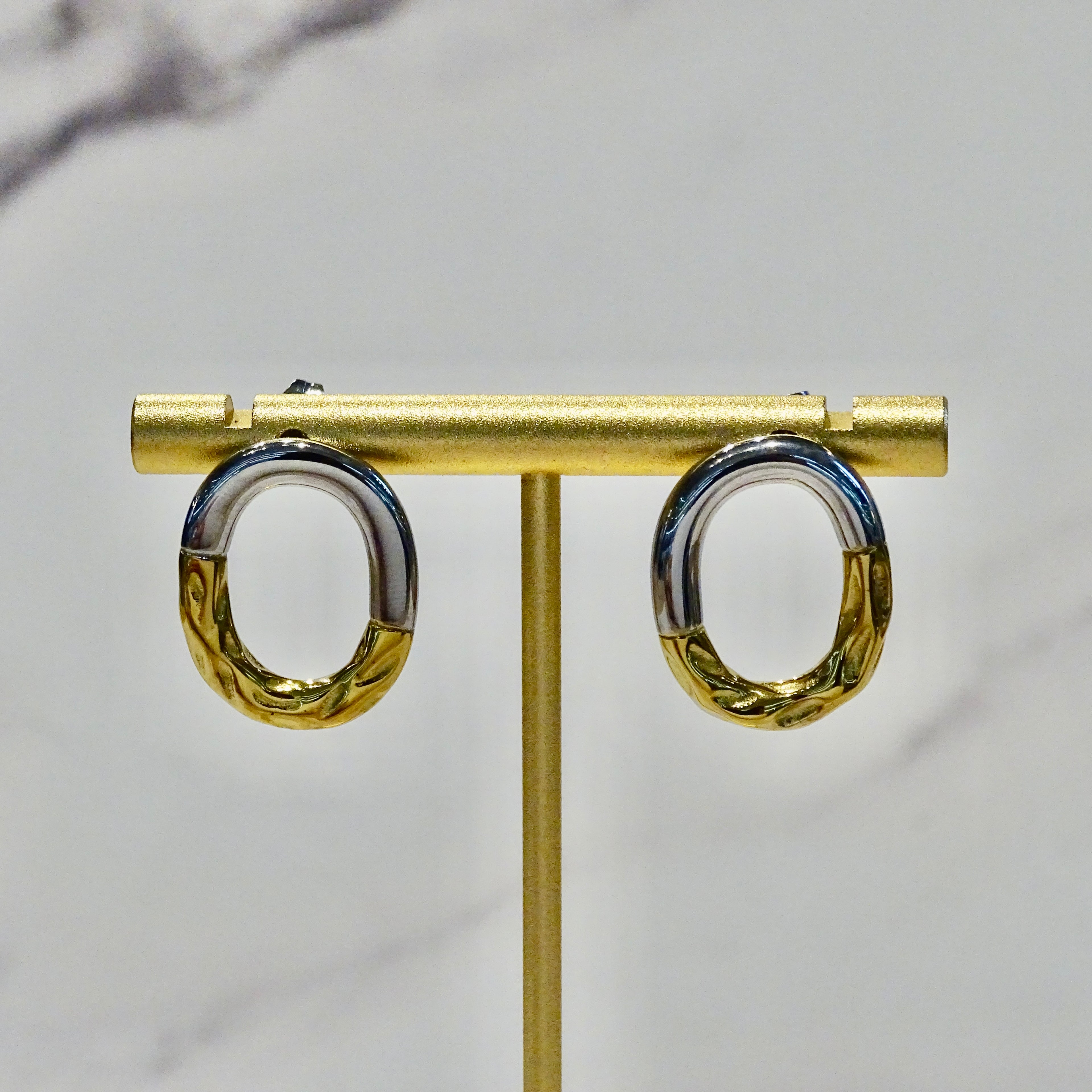 Aretes Acero Inoxidable Aro Bicolor