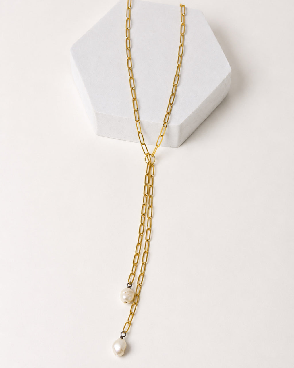 Collar Acero Inoxidable Cadena Bolitas Con 2 Perlas