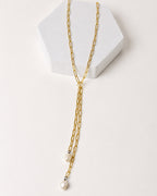 Collar Acero Inoxidable Cadena Bolitas Con 2 Perlas