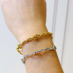 Pulsera Acero Inoxidable Trenzada con Bolitas