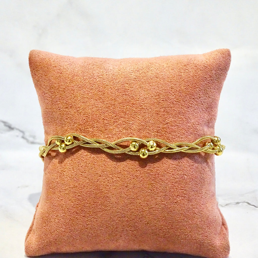 Pulsera Acero Inoxidable Trenzada con Bolitas