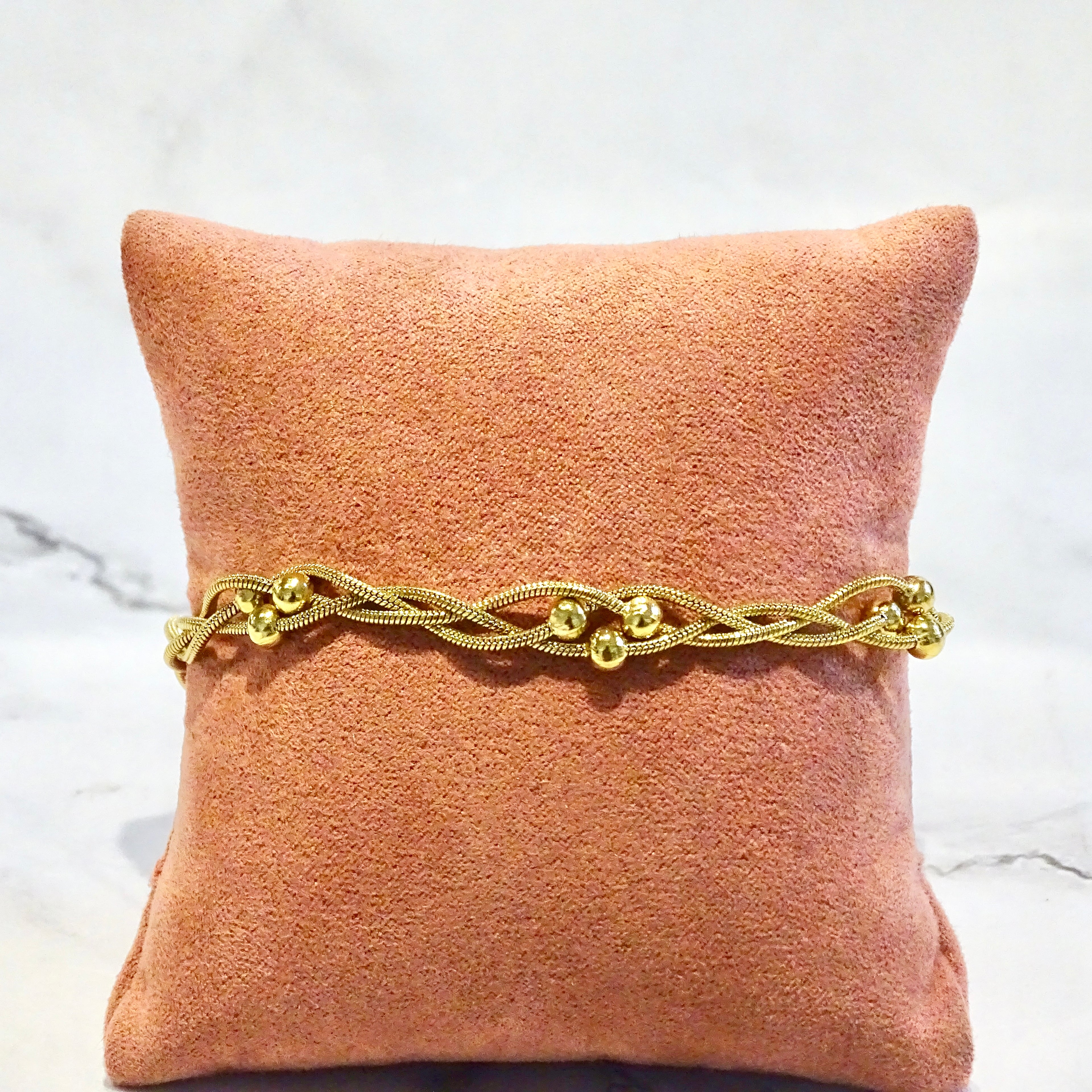 Pulsera Acero Inoxidable Trenzada con Bolitas