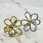 Anillo Acero Inoxidable Flor Doble Color