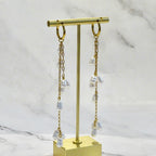 Arracadas Acero Inoxidable Cadena con Perlas