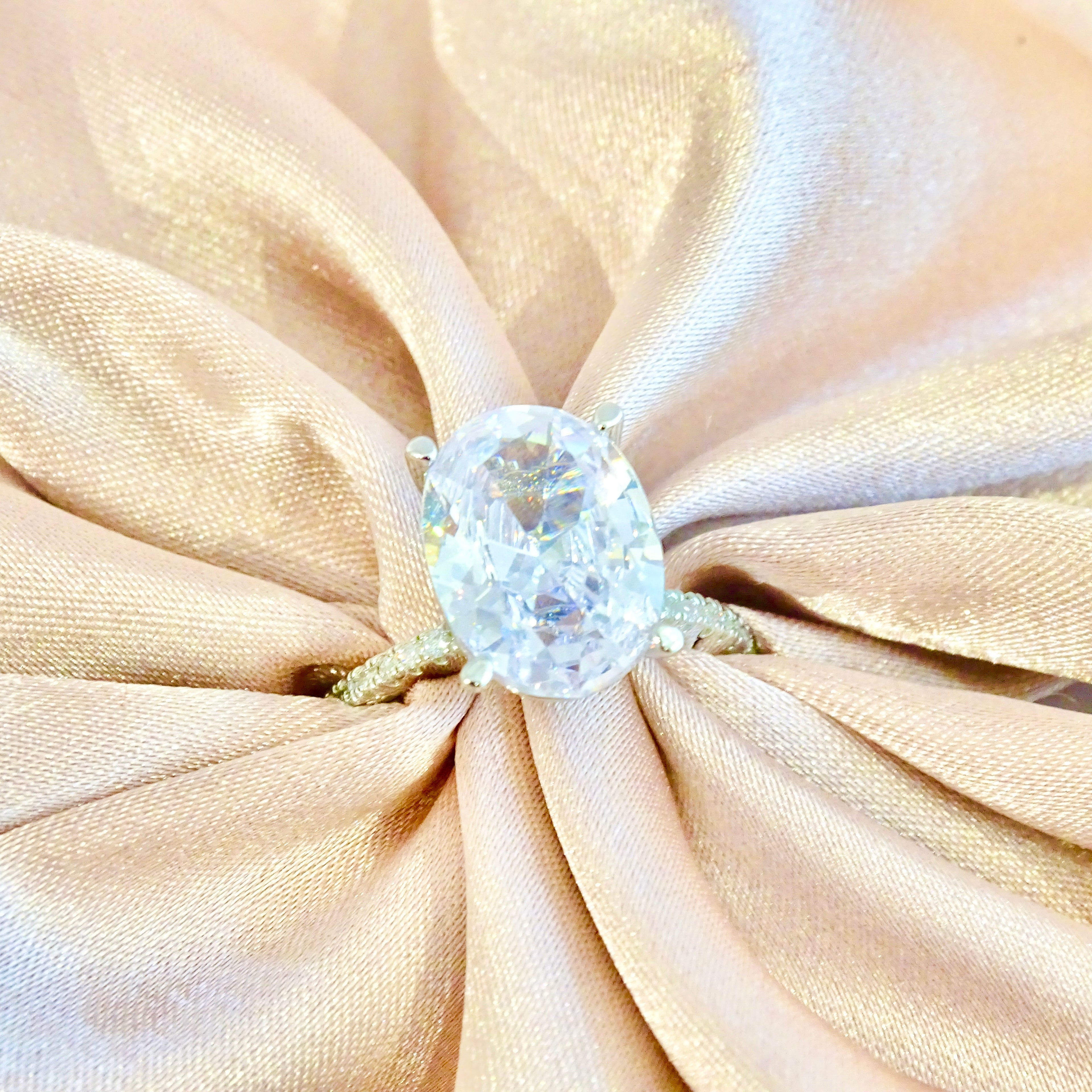 Anillo Plata 925 Óvalo Solitario Grande